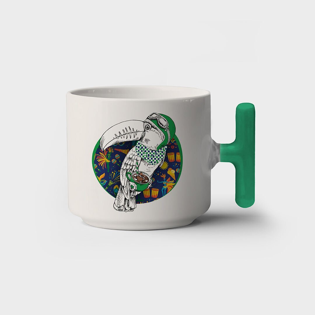 Brazil Desenli T Kulplu Bardak